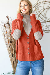 Heimish Women's Full Size Long Sleeve V-Neck Button Down Cardigan - Stylish & Versatile